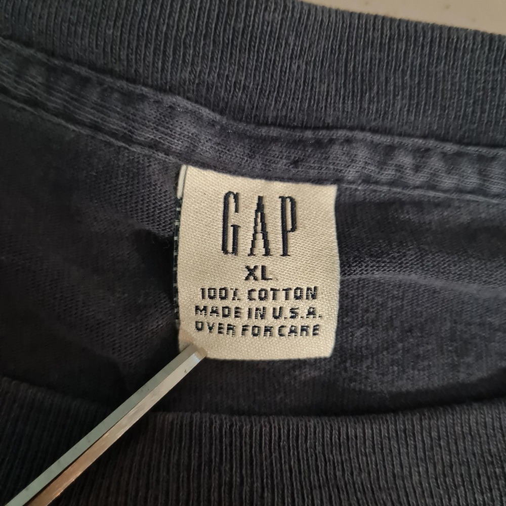 Vintage GAP Shirt Mens Extra Large Navy Blue Classic Spell Out Made in USA 90s - Picture 15 of 16